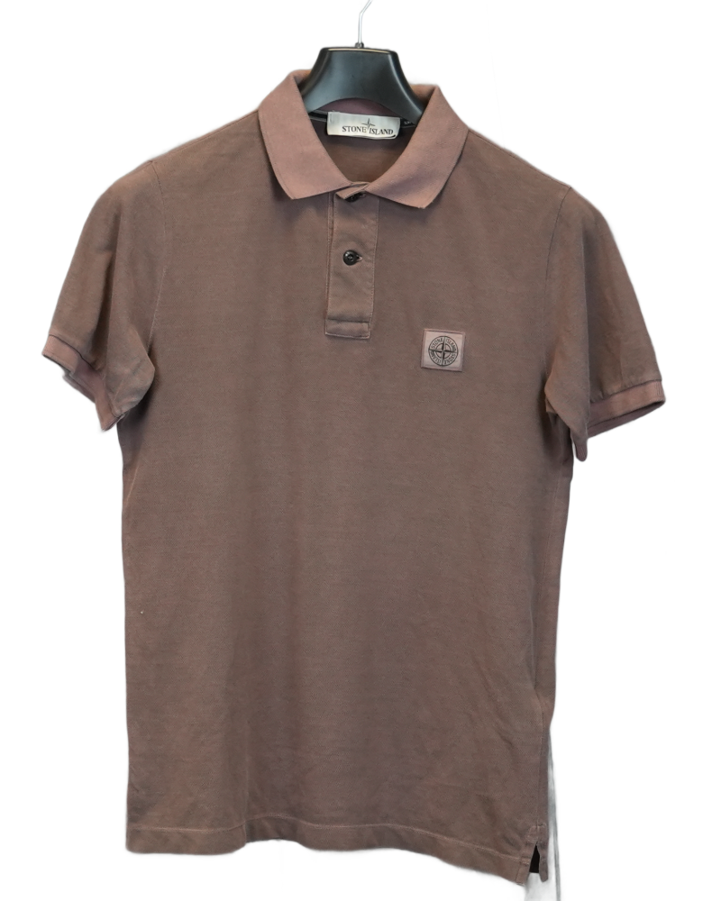 Stone Island Patch Project Polo Shirt Dusty Pink front view