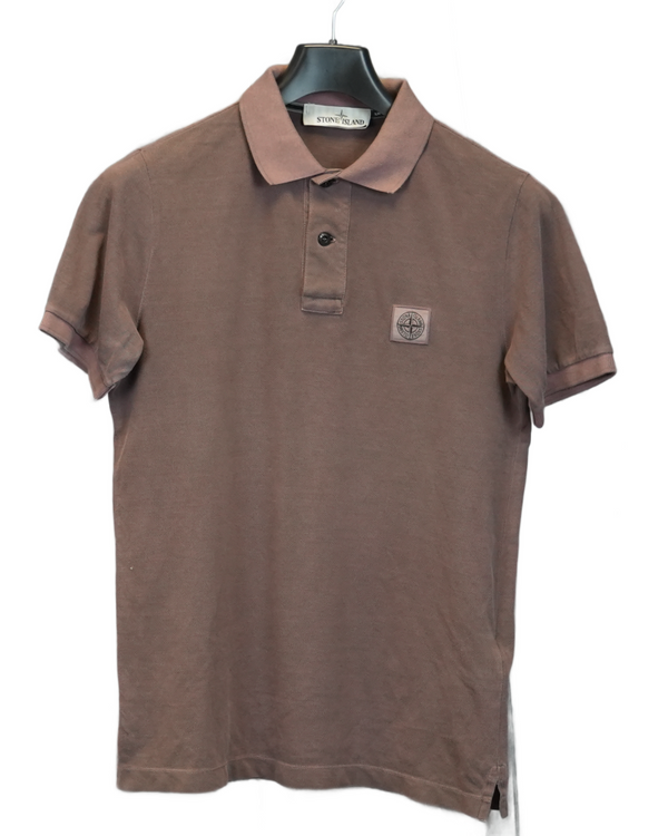 Stone Island Patch Project Polo Shirt Dusty Pink front view