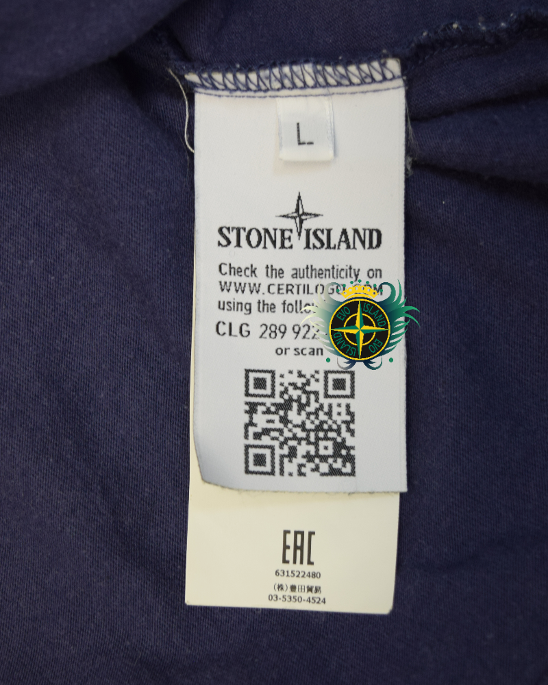 Stone Island Matrix Print Long Sleeved T-Shirt Blue detail view
