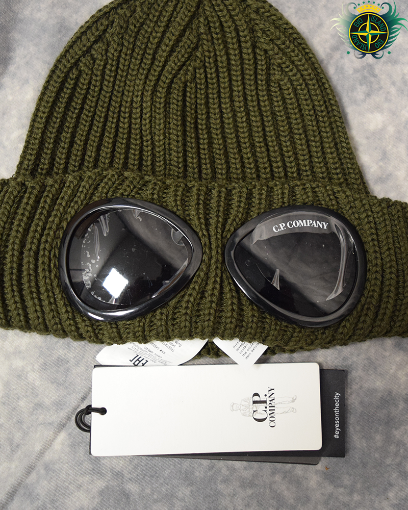 C.P Company Goggle Ribbed Beanie - Green