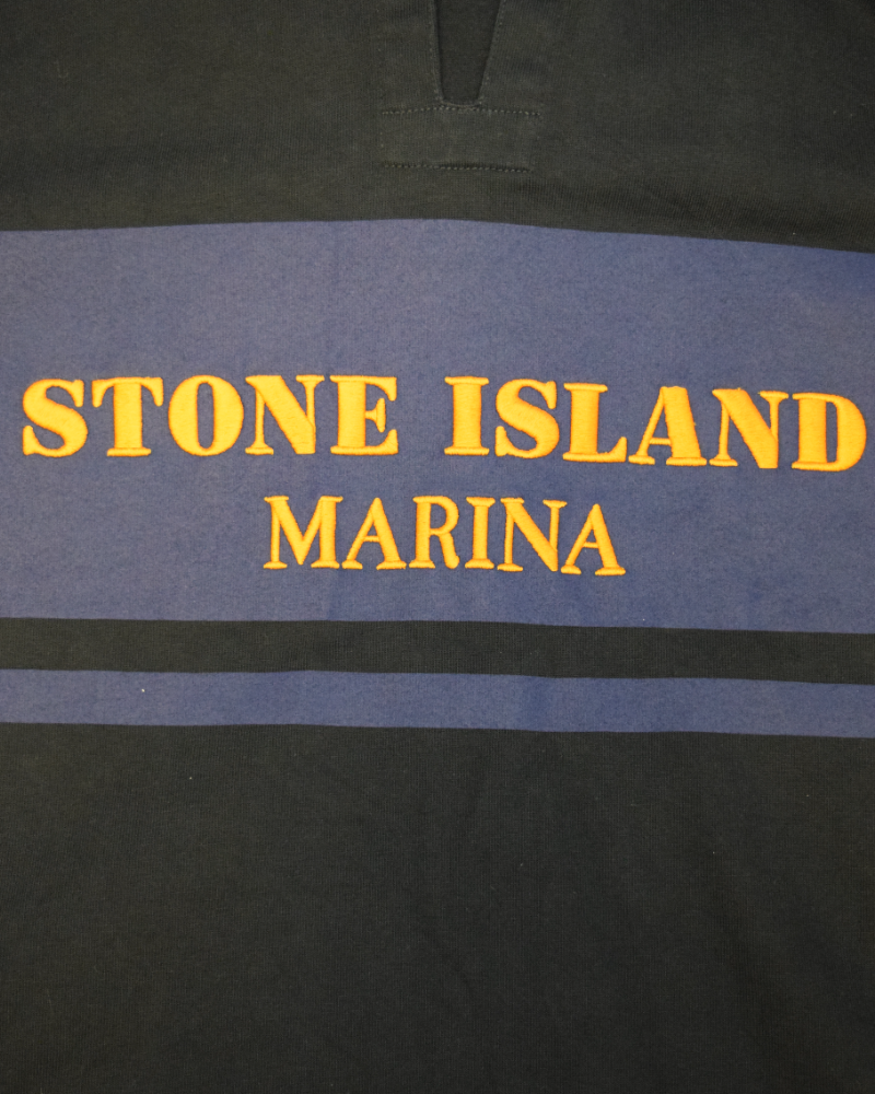 Stone Island Marina Stripe Logo Hoodie Navy detail view