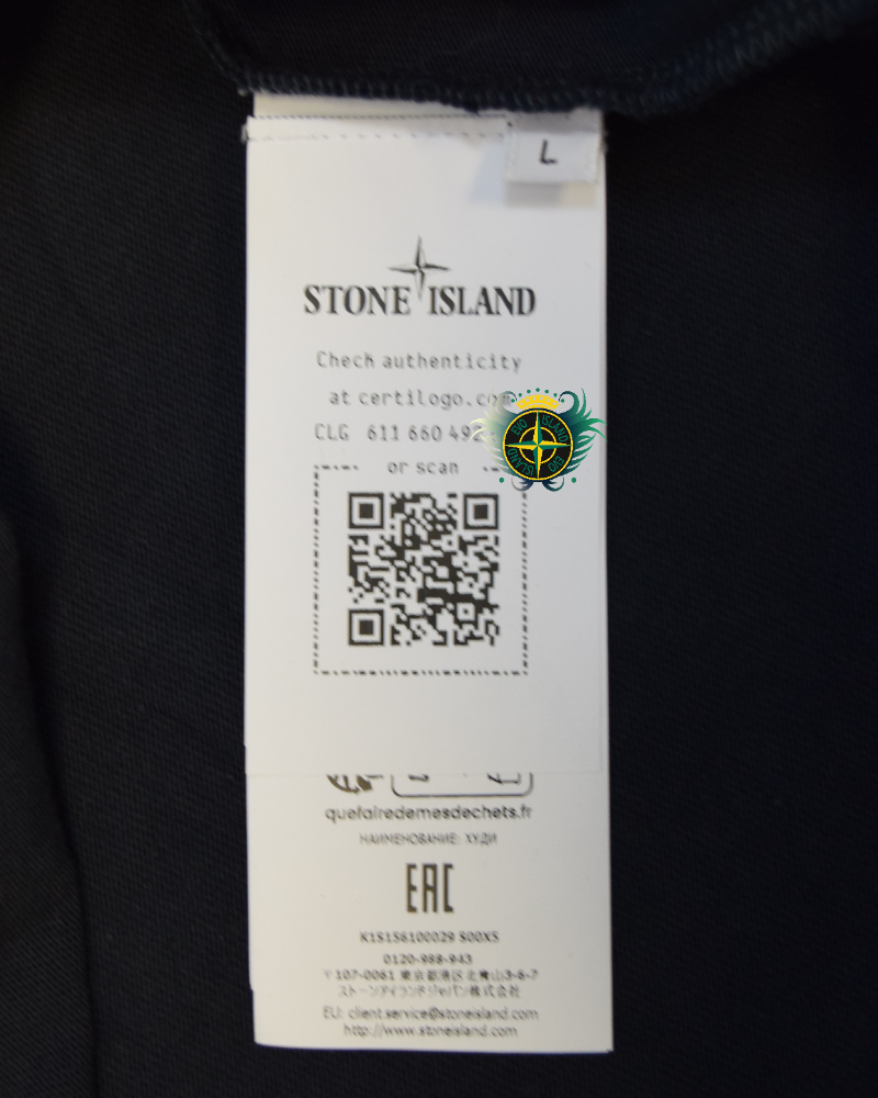 Stone Island Marina Stripe Logo Hoodie Navy detail view