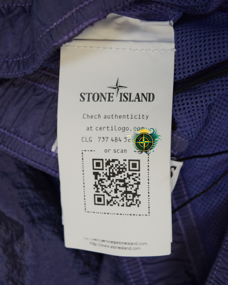 Stone Island Nylon Metal Patch Project Swim Shorts purple detail view