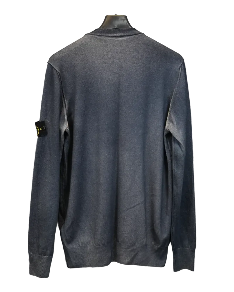 Stone Island Airbrushed And Laser Print Knit Navy Blue back view