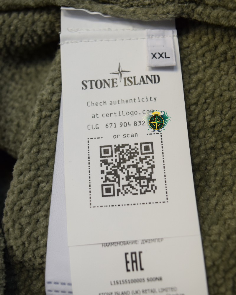 Stone Island Chenille Knit Crewneck sage detail view