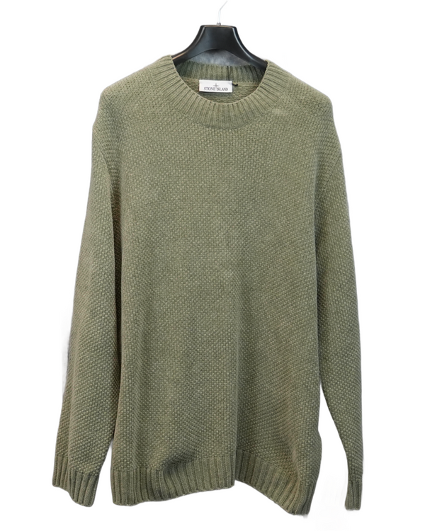 Stone Island Chenille Knit Crewneck sage front view