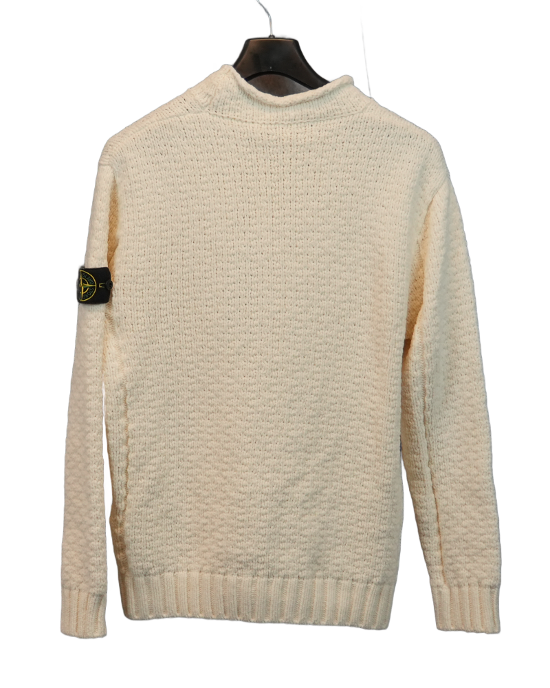 Stone Island Chenille Mock Neck Cream front view