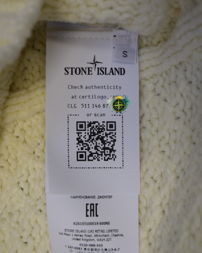 Stone Island Chenille Mock Neck Cream detail view