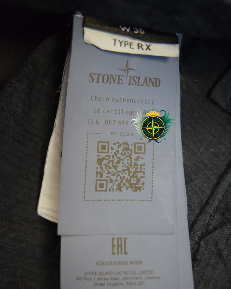 Stone Island Wrinkled Corduroy Trousers Navy Blue detail view
