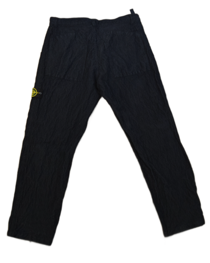 Stone Island Wrinkled Corduroy Trousers Navy Blue back view