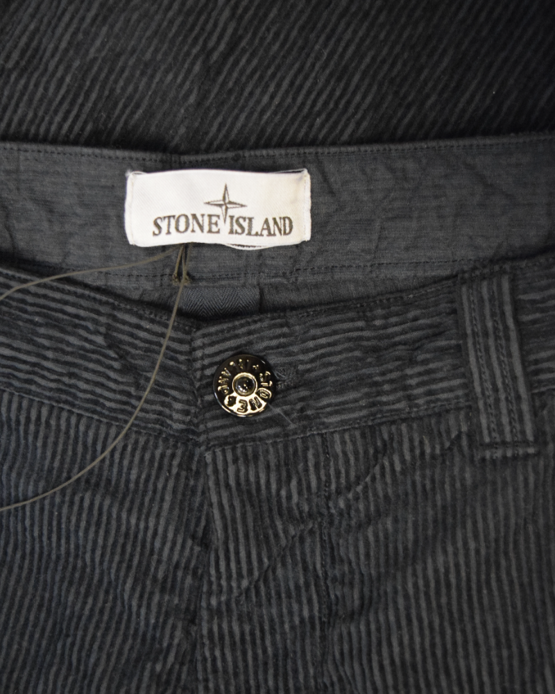 Stone Island Wrinkled Corduroy Trousers Navy Blue detail view