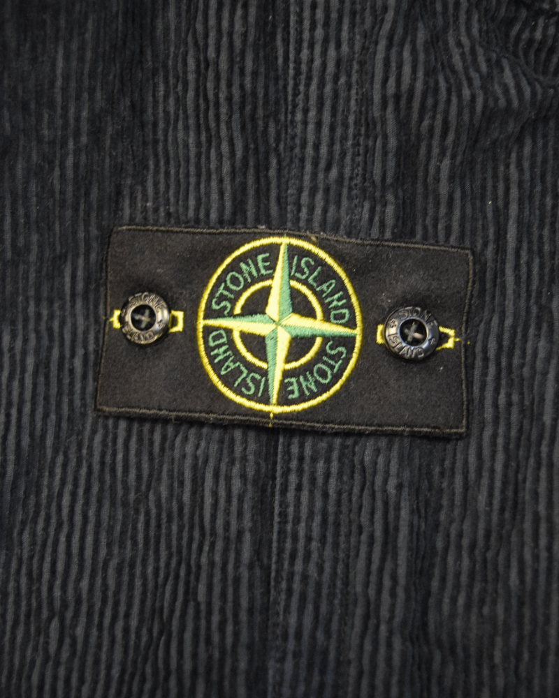 Stone Island Wrinkled Corduroy Trousers Navy Blue detail view