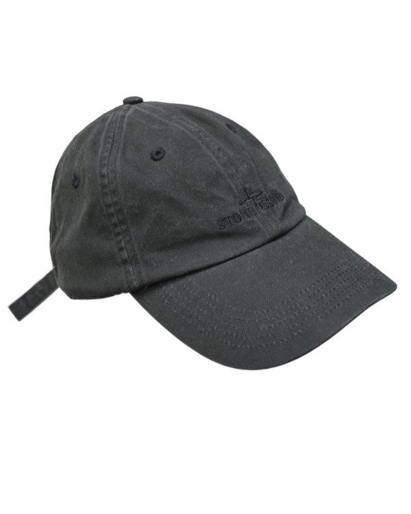 Stone Island Brushed Cotton Cap Black front view