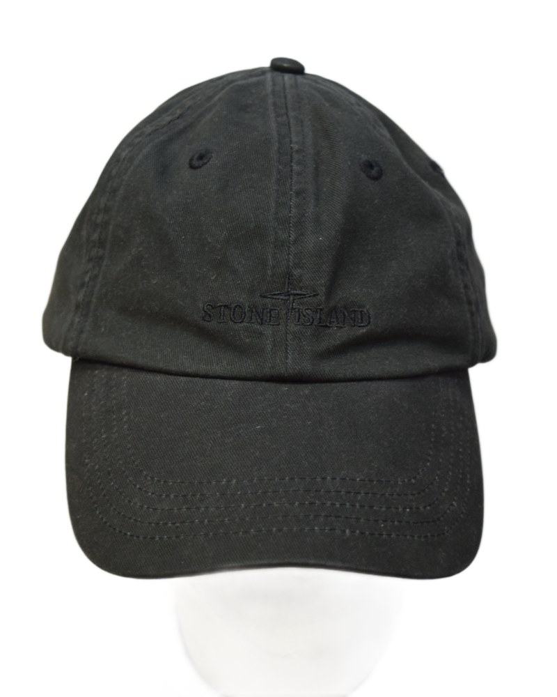 Stone Island Brushed Cotton Cap Black detail view