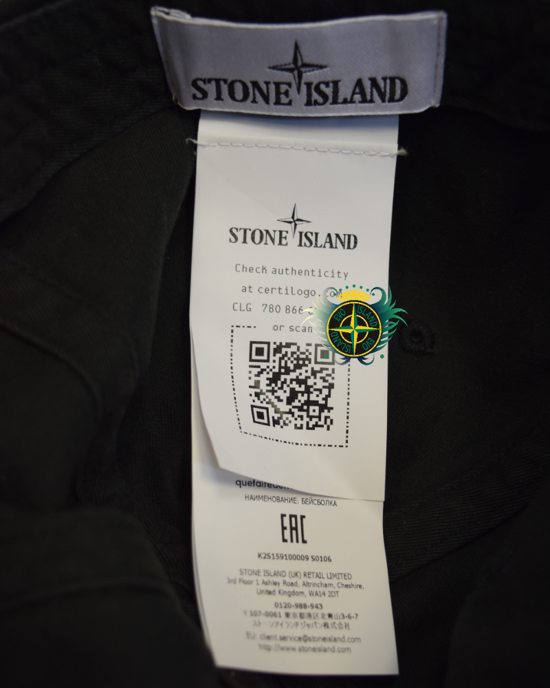 Stone Island Brushed Cotton Cap Black detail view