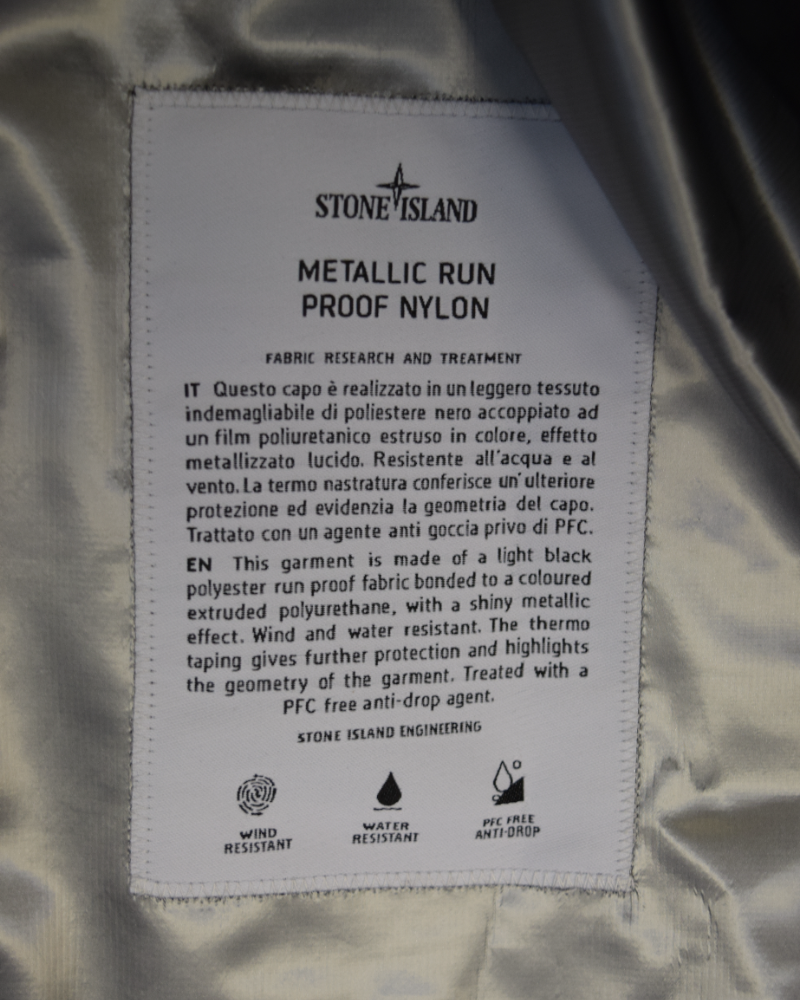 Stone Island Metalic Run Proof Nylon Metal Jacket Black detail view