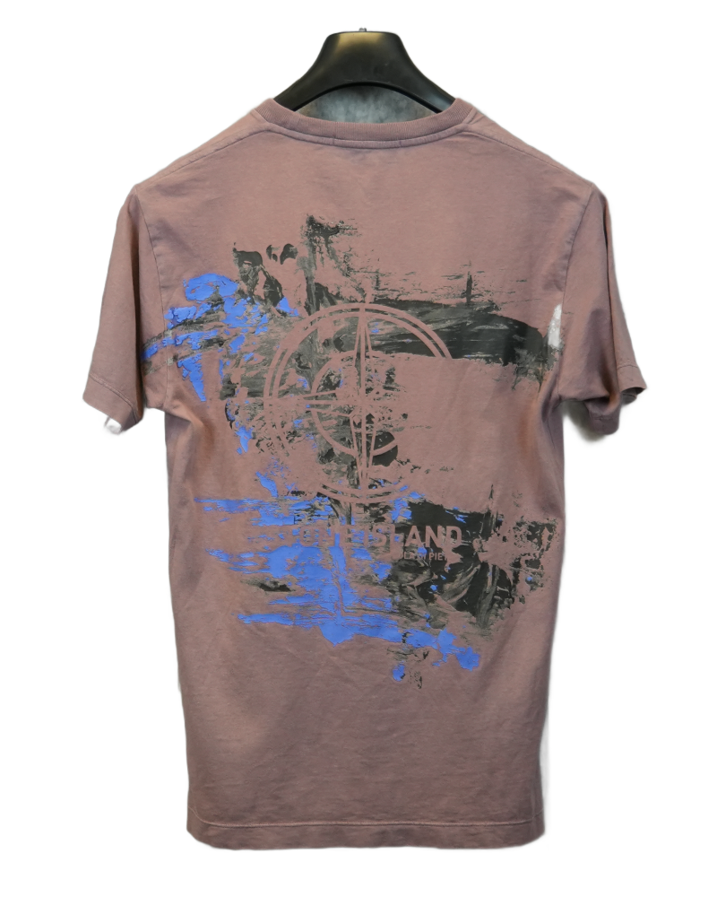 Stone island Back Print T-Shirt Dusty Pink back view