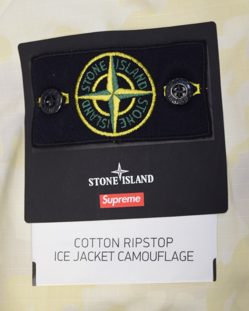 Stone Island x Supreme Cotton Ripstop Ice Jacket camo detail view