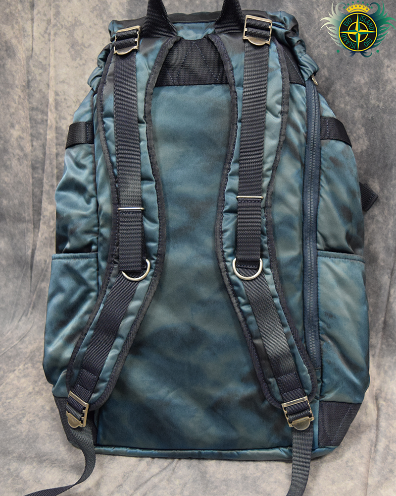 Stone Island Porter Hand Corrosion on Nylon Twill Backpack Blue