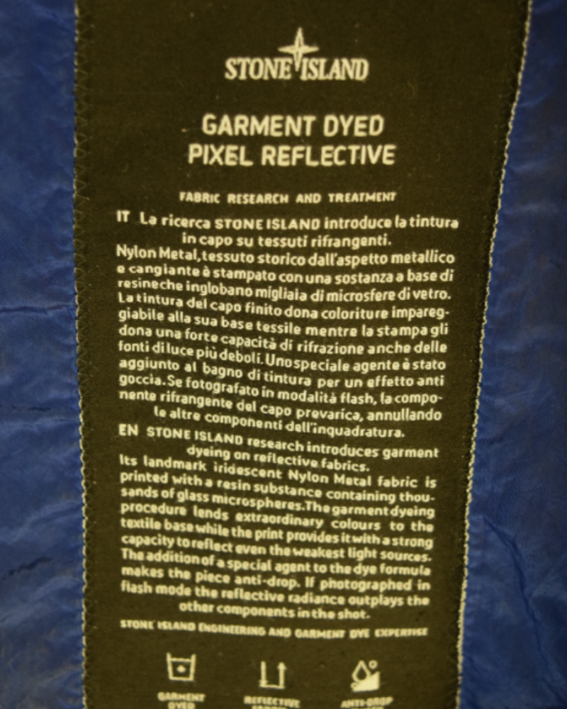 Stone Island Garment Dyed Pixel Reflecive Jacket Blue detail view