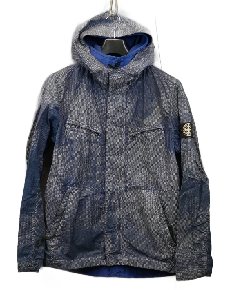 Stone Island Garment Dyed Pixel Reflecive Jacket Blue front view