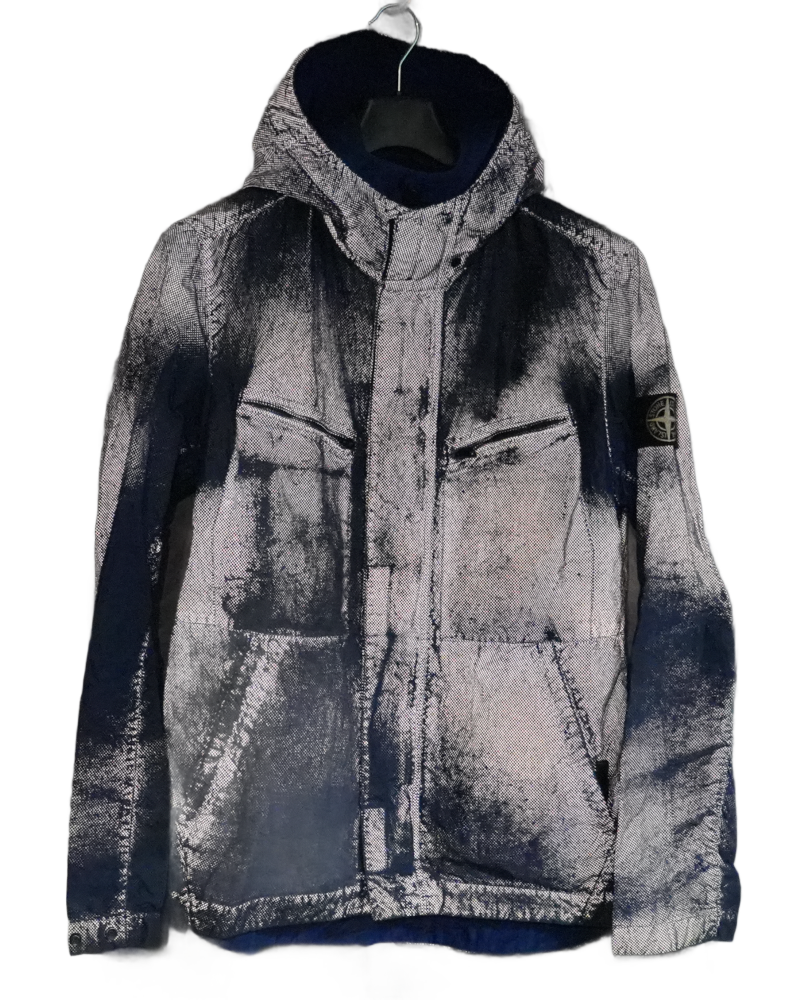 Stone Island Garment Dyed Pixel Reflecive Jacket Blue detail view