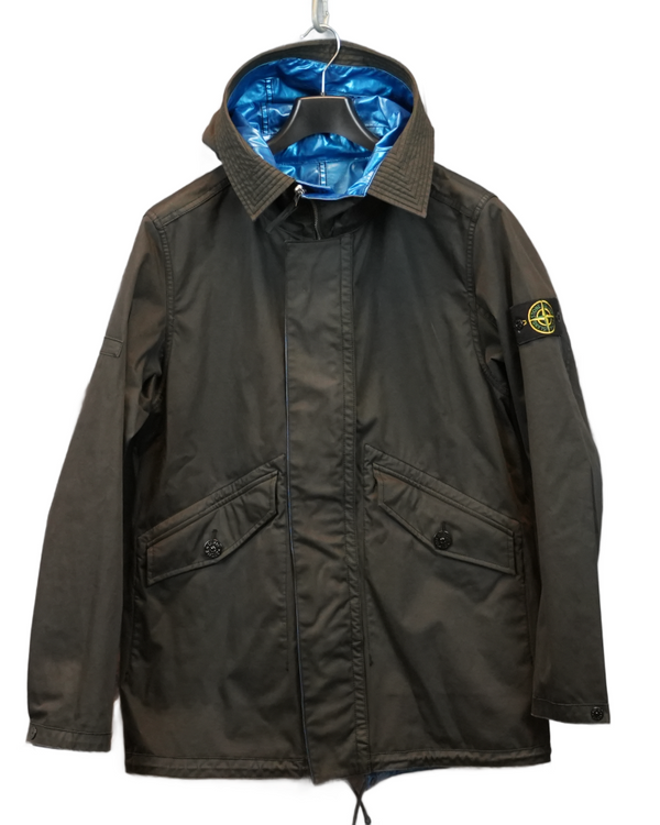 Stone Island Raso Gommato Reversible Jacket Blue and Black front view
