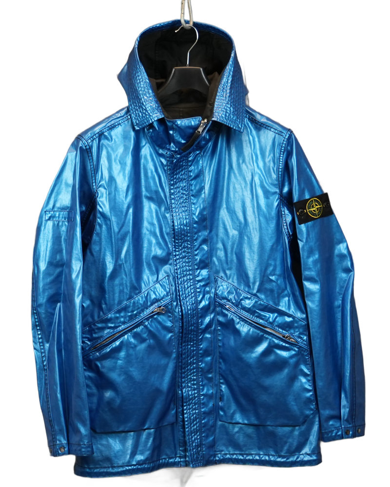 Stone Island Raso Gommato Reversible Jacket Blue and Black detail view
