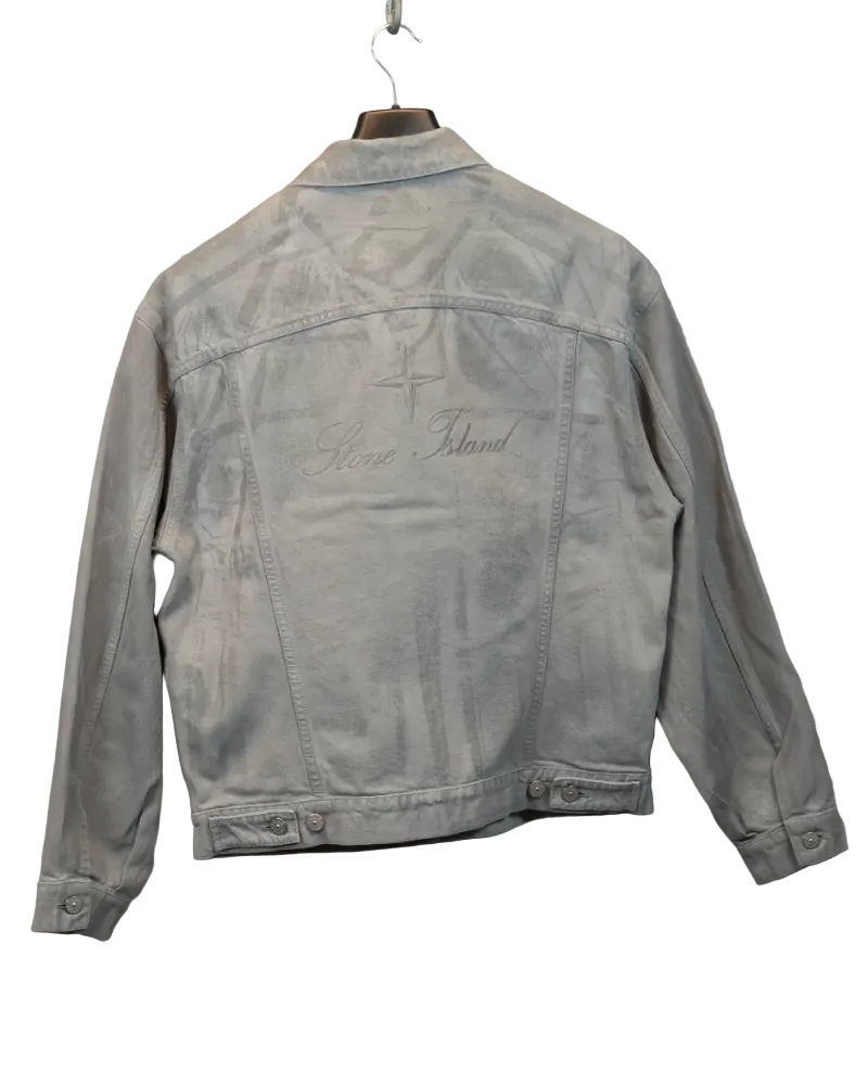 Stone Island Reflective Bull Denim-TC Jacket Grey back view
