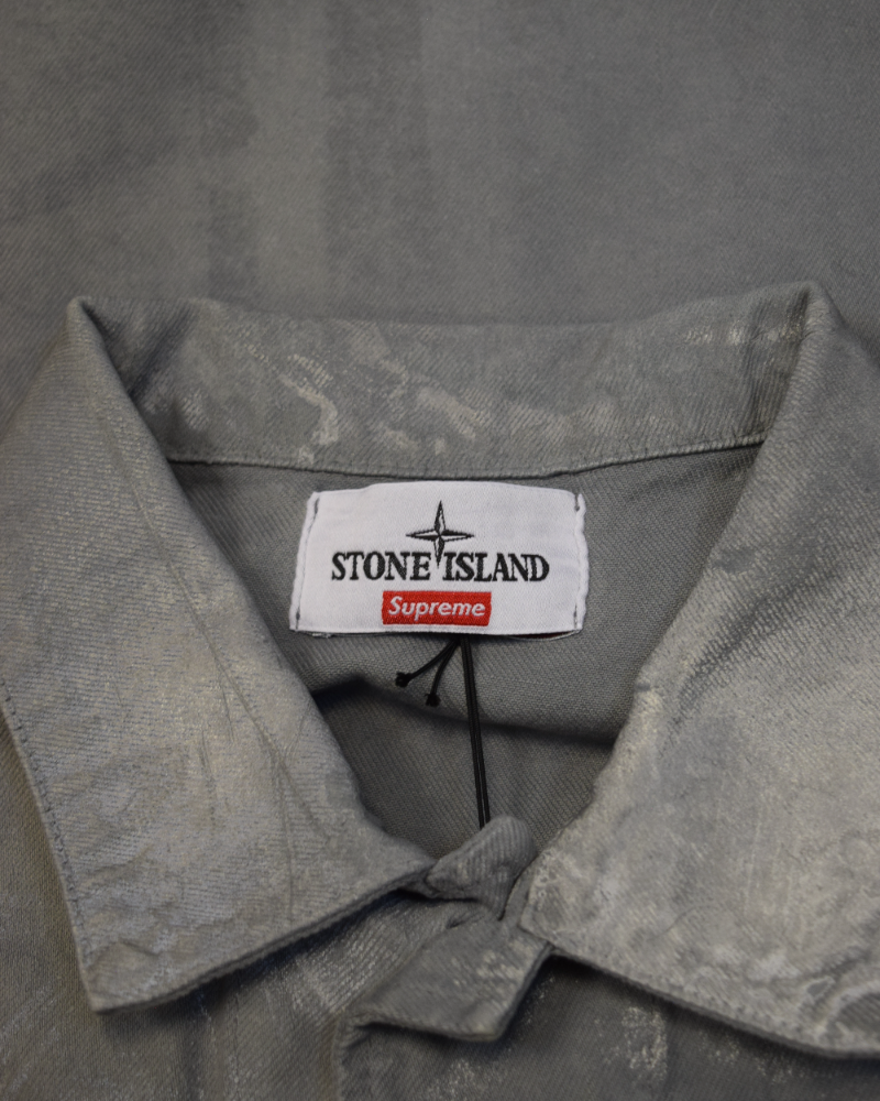 Stone Island Reflective Bull Denim-TC Jacket Grey detail view
