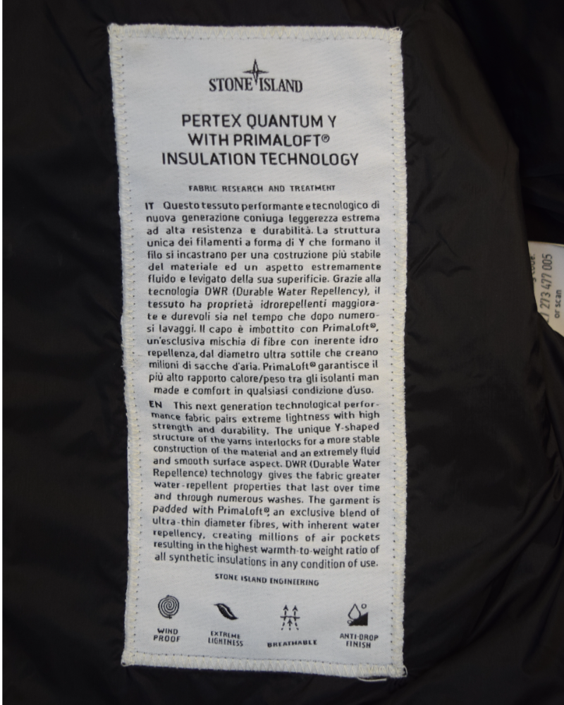 Stone Island Pertex Quantum Y With Primaloft Gilet Black detail view
