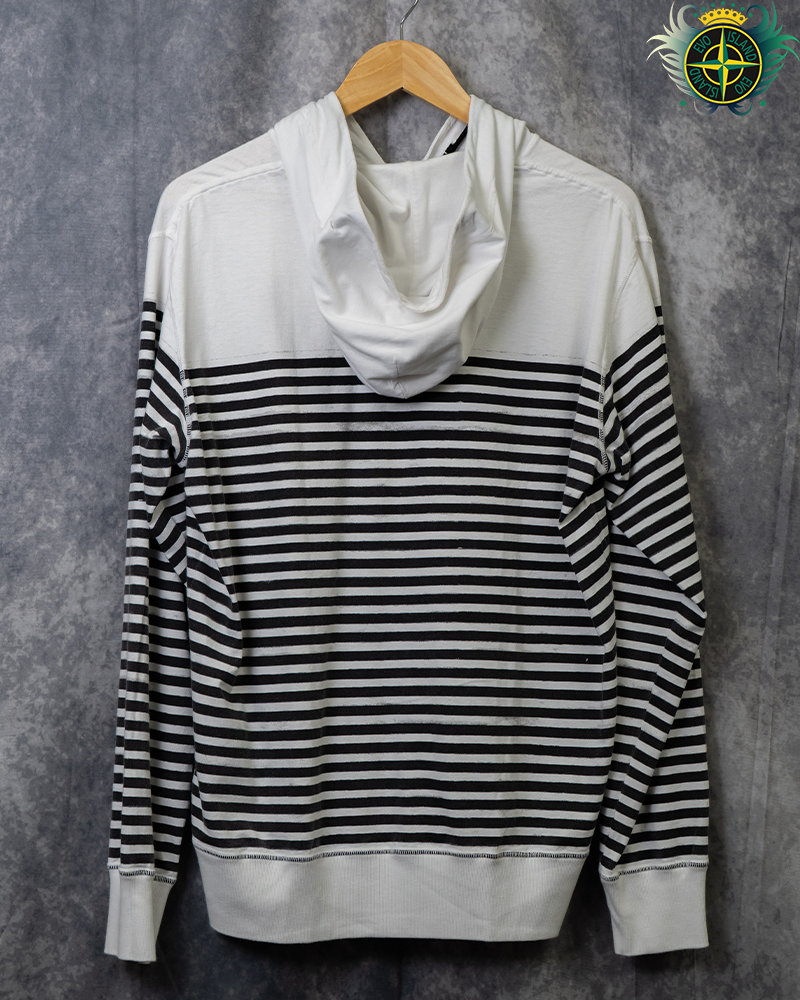 Stone Island Marina Stripped Hoodie Black/White - XL