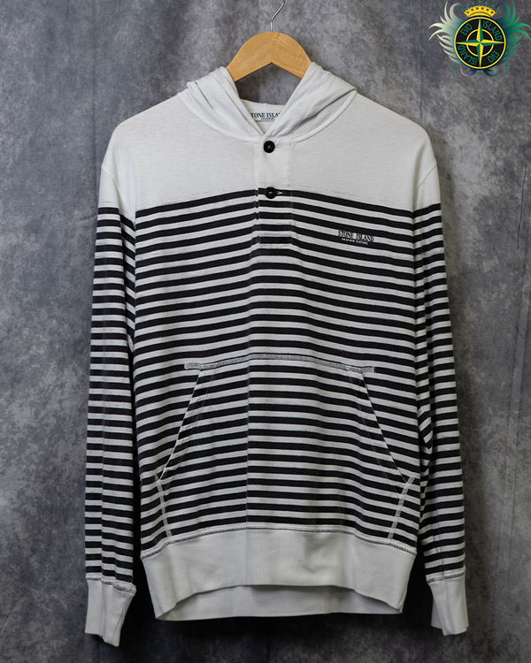 Stone Island Marina Stripped Hoodie Black/White - XL