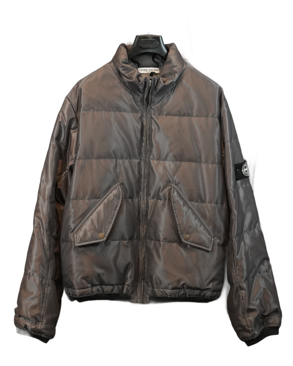 Stone island 2007 Vintage Special Process Reflective Down Jacket Silver front view