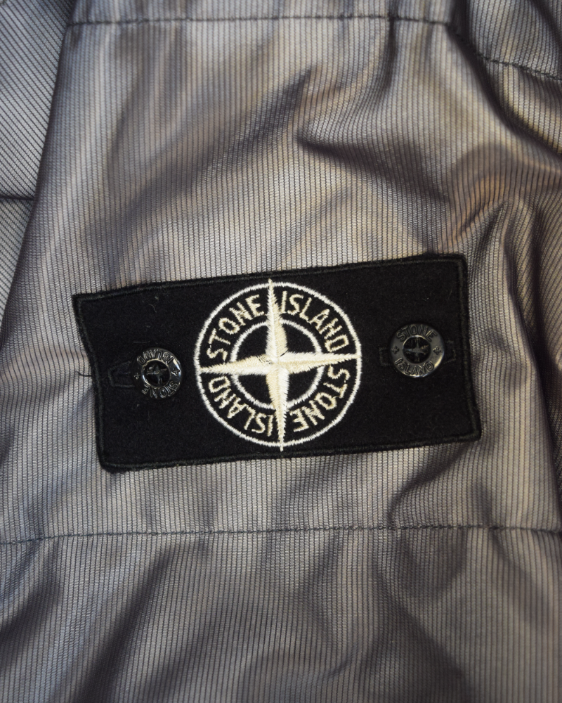 Stone island 2007 Vintage Special Process Reflective Down Jacket Silver detail view