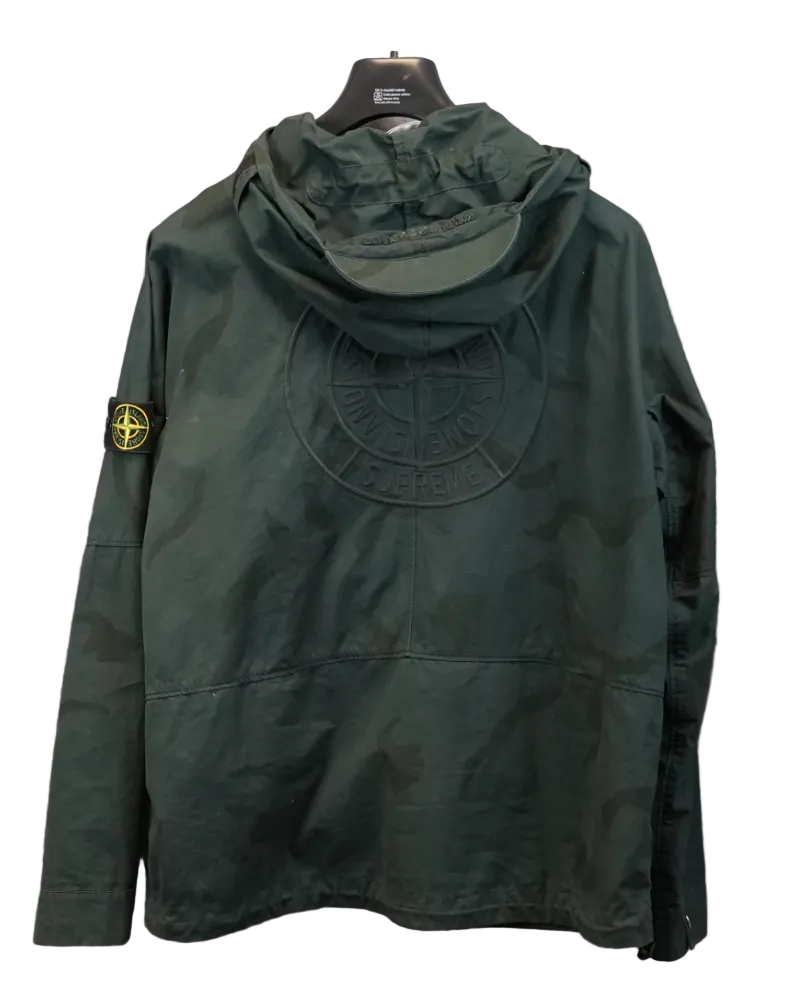 Stone island X Supreme Brushed Cotton 2C Camo - OVD Riot Mask Jacket Blue back view
