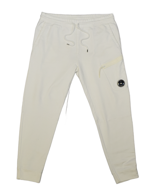 C.P Company Lense Cuffed Joggers White front view