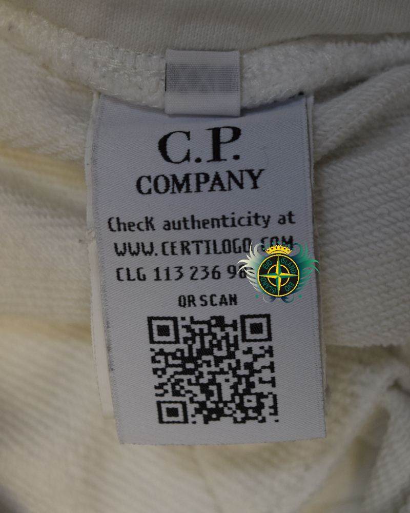 C.P Company Lense Cuffed Joggers White detail view