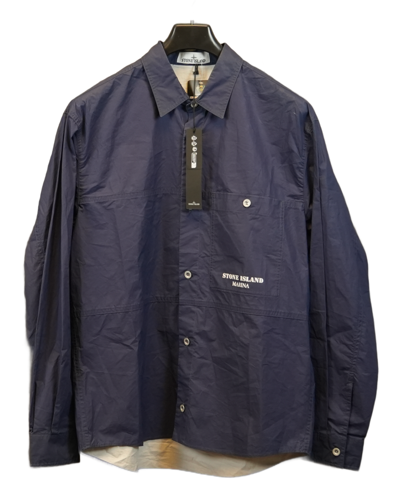 Stone Island Marina Long Sleeve Overshirt Blue front view