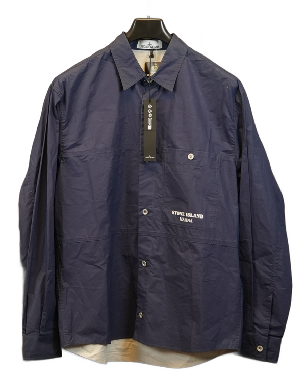Stone Island Marina Long Sleeve Overshirt Blue front view