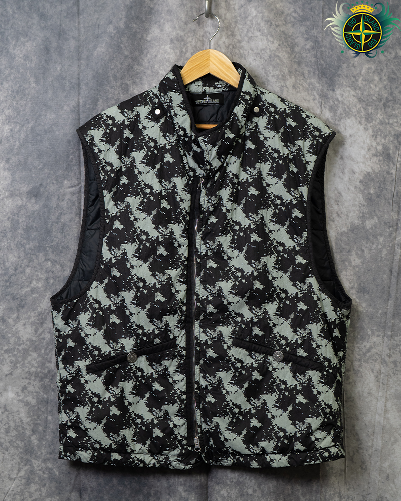 Stone Island Shadow Project Abstract Print Utility Gilet Black/White - L