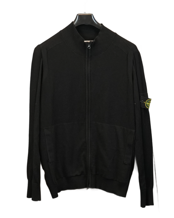 Stone Island Zip Up Knit Black front view
