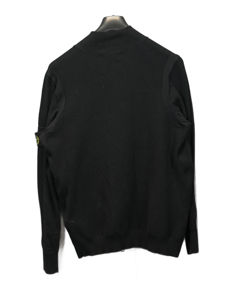 Stone Island Zip Up Knit Black back view