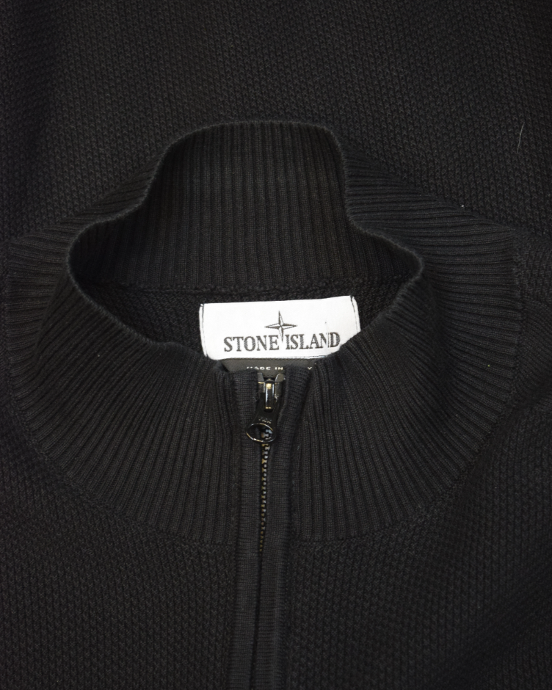 Stone Island Zip Up Knit Black detail view