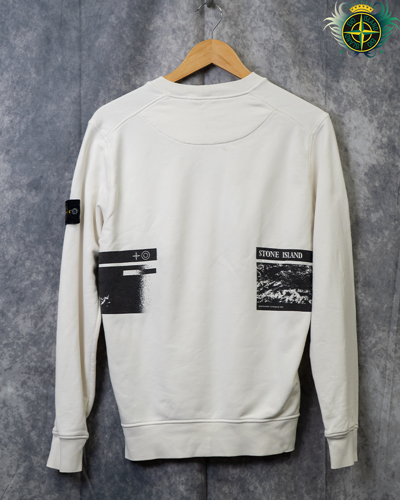 Stone Island Wrap Around Print Sweater Cream