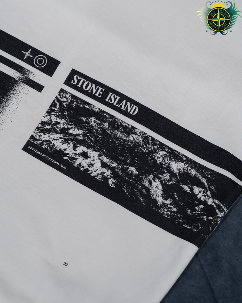 Stone Island Wrap Around Print Sweater Cream