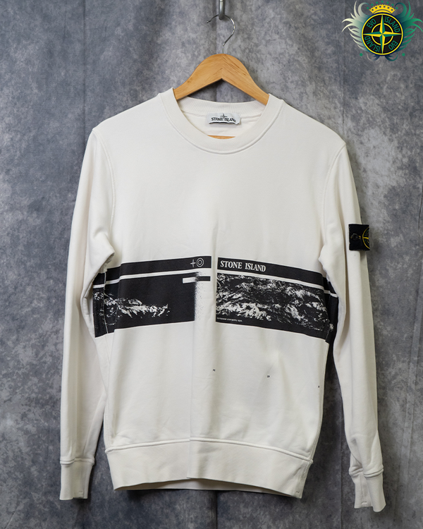 Stone Island Wrap Around Print Sweater Cream - S