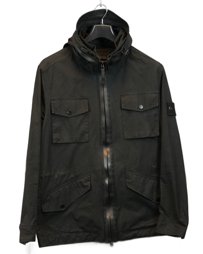 Stone Island Ghost Piece Weatherproof Cotton Jacket Black front view