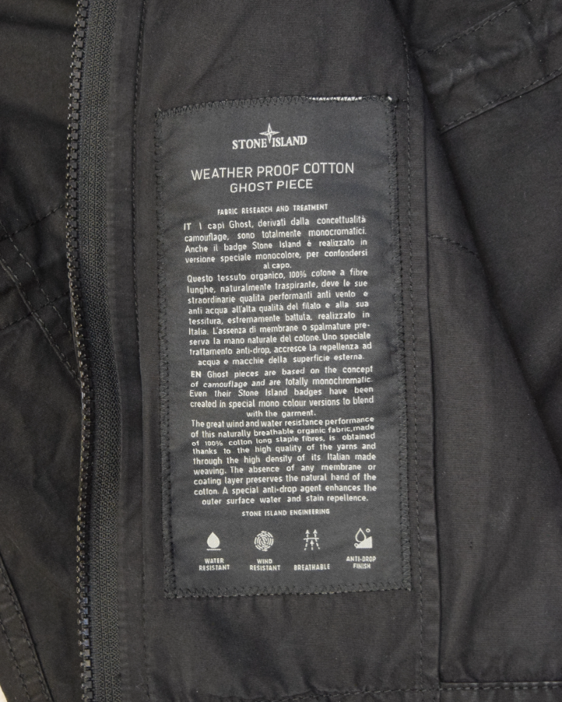 Stone Island Ghost Piece Weatherproof Cotton Jacket Black detail view