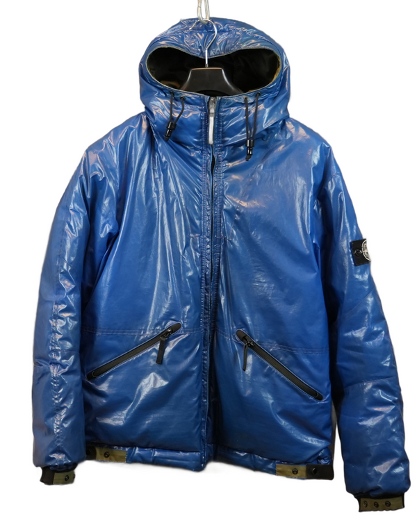 Stone island Special process 010 ice jacket blue front view